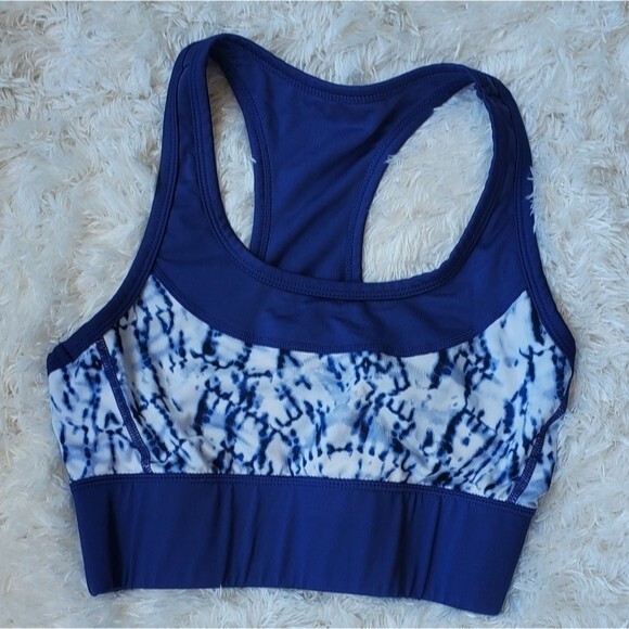 Mono b Womens Blue marbled Racer Back Sports Bra size small - Picture 1 of 8